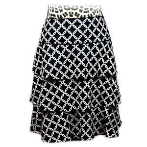 White House Black Market Circle Print Skirt Black